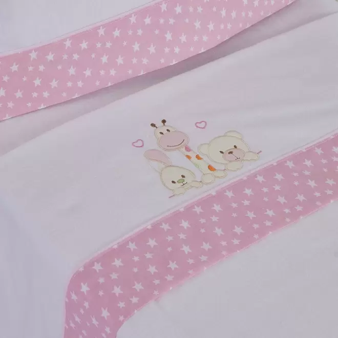 Juego de sábanas cuna franela 068 blanco/rosa