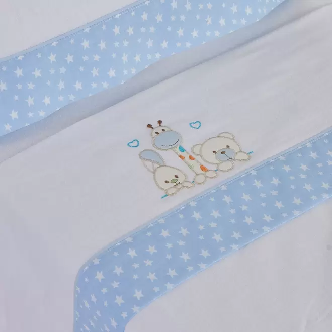 Juego de sábanas cuna franela 068 blanco/azul