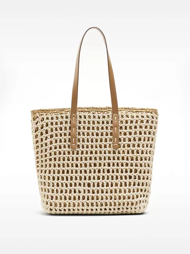 Braided shopper bag with straw effect