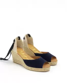 CUÑA YUTE PEEP TOE SERRAJE MARINO