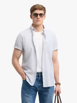 CAMISA LINO M.CORTA RAYAS VERDE