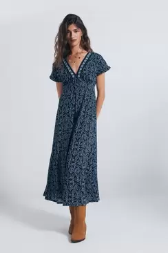 Vestido midi escote cenefa