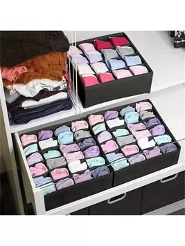 Cajas organizadoras de cajones de tela, de gran capacidad para uso doméstico para el almacenamiento de ropa interior y calcetines, a prueba de polvo y humedad, organizador con múltiples compartimen...