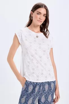 Camiseta bimateria delantero en jacquard