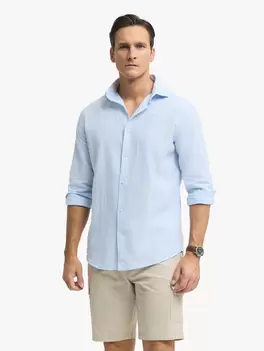 CAMISA LINO STRIPES ALEX CELESTE