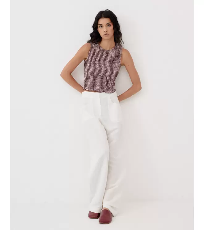CROP TOP FRUNCIDO CUADROS