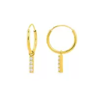 Pendientes de aro de oro amarillo 9K con charms y circonitas