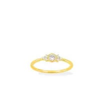 Anillo de oro amarillo 18K adornado con un circonita central acompañado
