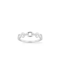 Anillo en plata, con circonitas en motivos de infinito