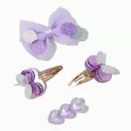 Claire's Club Purple Paillette Mixed Hair Clips Set - 4 Pack