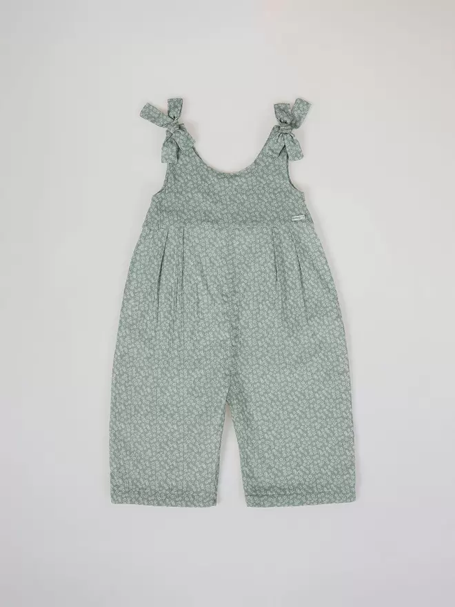 MONO CON LAZOS EN TIRANTES ESTAMPADO MARGARITAS VERDE