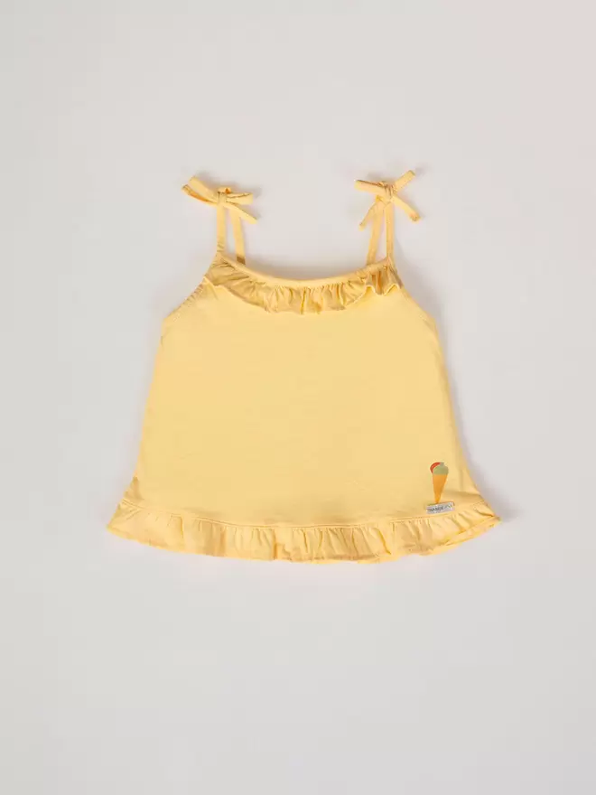 CAMISETA TIRANTES VOLANTE AMARILLO CLARO