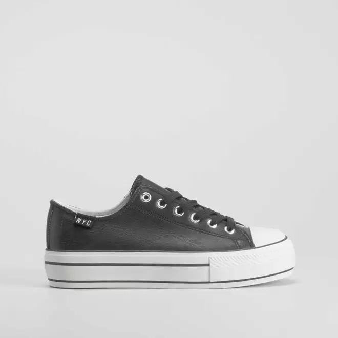 Zapatilla lona plataforma color negro NYC
