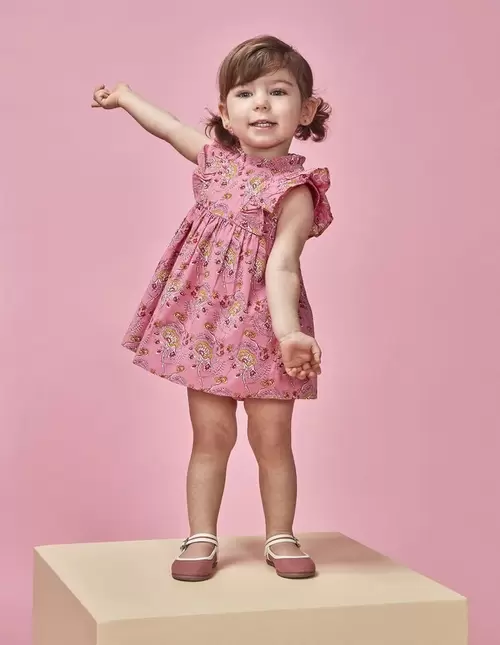 Vestido estampado indio rosa