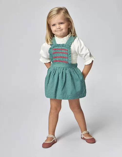 Pichi cuadro vichy con smock verde