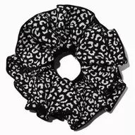 Black & White Cheetah Print Hair Scrunchie