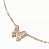 Gold-tone Crystal Butterfly Pendant Necklace