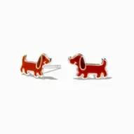 C LUXE by Claire's Sterling Silver Enamel Wiener Dog Stud Earrings