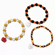 Halloween Charm Beaded Stretch Bracelets - 3 Pack