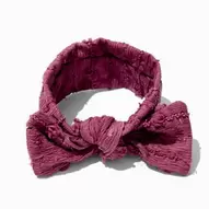Claire's Club Maroon Nylon Ribbed Bow Headwrap