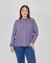 CAMISA RAYAS CUELLO SOLAPAVIOLETA