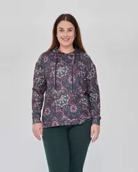 SUETER CON CAPUCHA Y MANGA LARGA ESTAMPADA VIOLETA