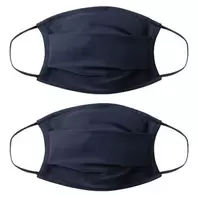 Lote de 2 mascarillas unicolor niño AFNOR de tela - Azul oscuro