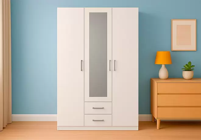 Armario 3 puertas batientes 2 cajones y luna MALLORCA