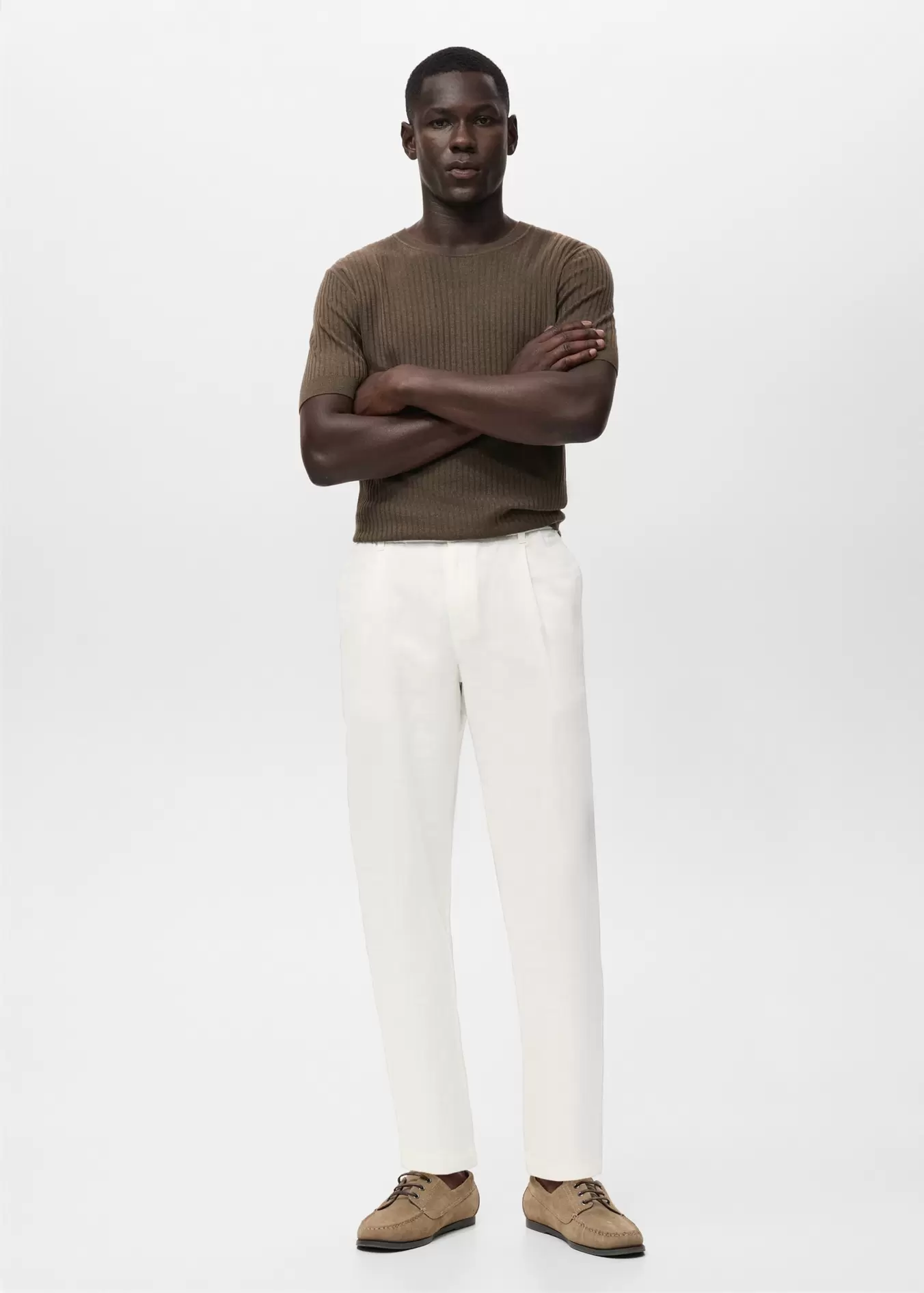 Pantalón slim fit lino cordón