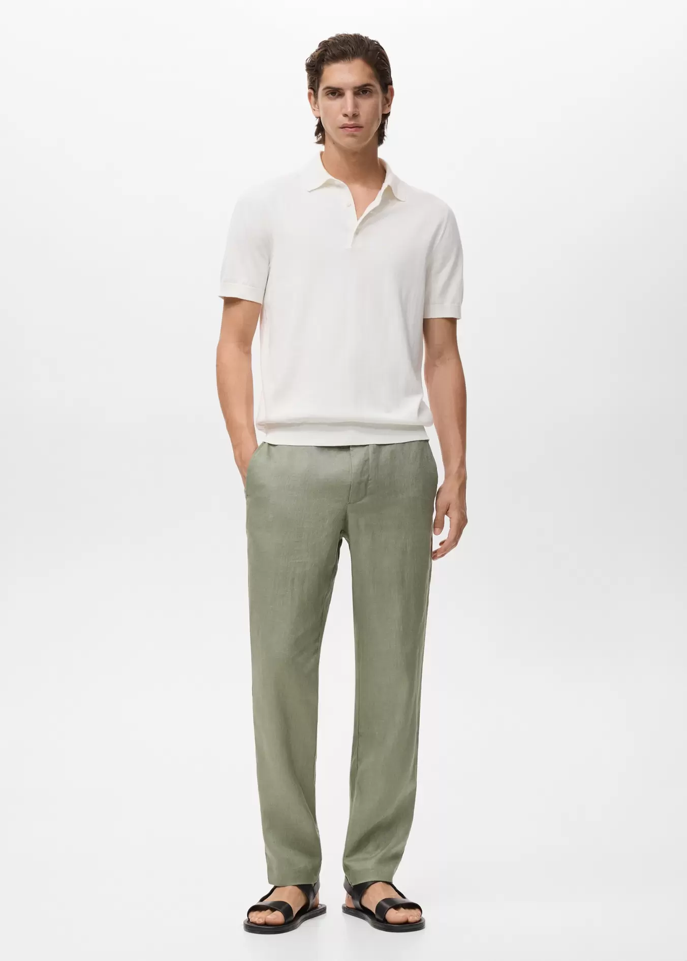 Pantalón 100% lino slim fit