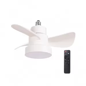 Ventilador con soporte E27 Bayad LED 15w 3CCT acabado blanco estilo nórdico 36cm Ø