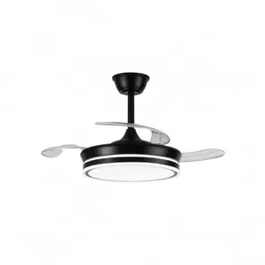 Ventilador de techo Marty Mini LED 46w 3CCT integrado acabado negro estilo moderno motor DC aspas plegables 92cm Ø