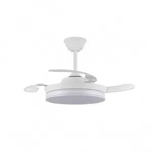 Ventilador de techo Aria Mini blanco LED 39w 3CCT acabado blanco estilo moderno aspas plegables motor DC 92cm Ø