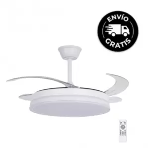 Ventilador de techo Marty blanco LED integrado 72w 3CCT acabado blanco estilo moderno motor DC aspas plegables 106cm Ø
