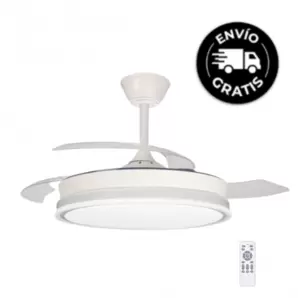 Ventilador de techo Aria blanco LED integrado 45w 3CCT acabado blanco estilo moderno aspas plegables motor DC 106cm Ø