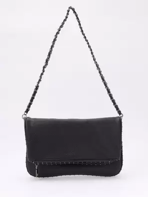 Bolso bandolera plano para mujer en efecto piel, cierre con cremallera y bolsillo interior.