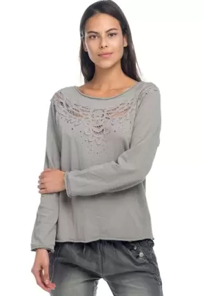 Sudadera combinada encaje