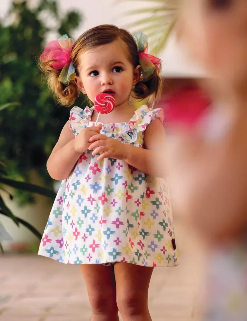 Vestido cruces multicolor bebé niña