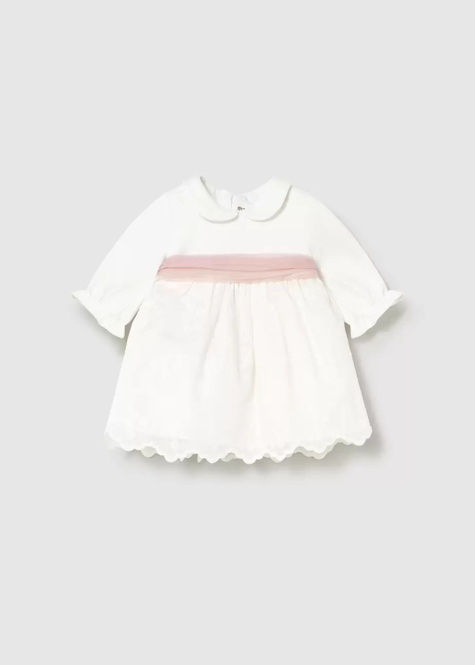 Vestido combinado bordado recién nacida