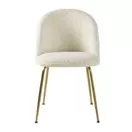 Ginette - Chaise bouclettes blanches et acier chromé doré
