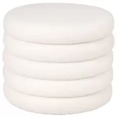 LEIA - Pouf coffre en tissu effet laine bouclée écrue
