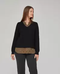 JERSEY CON CUELLO CAMISA EN INTERIOR NEGRO
