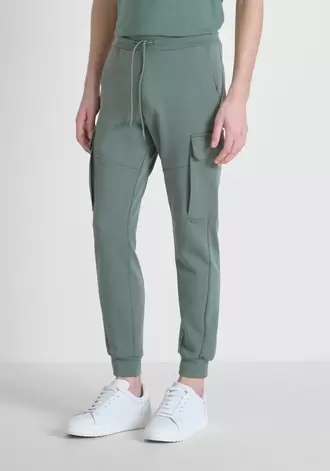 PANTALONES DE FELPA REGULAR FIT DE MEZCLA DE ALGODÓN CON LOGOTIPO DE GOMA
