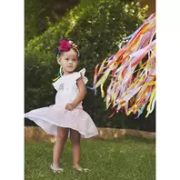 Vestido de ceremonia efecto 2 en 1 con tul estampado para bebé niña