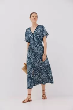 Print sleeve -sleeved dress