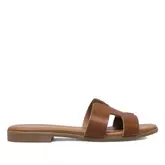 Sandalias planas redlove cloe marrones con diseño geométrico de piel