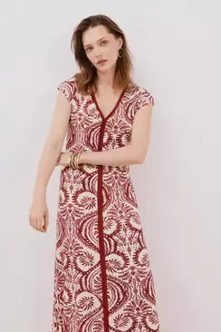 Contrast V neckline dress