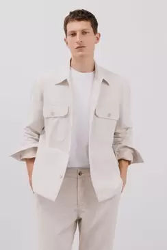 Coordinated cotton linen overshirt