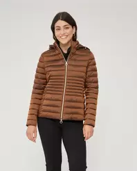 PARKA ACOLCHADA CORTA CON CAPUCHA DESMONTABLE TOSTADO