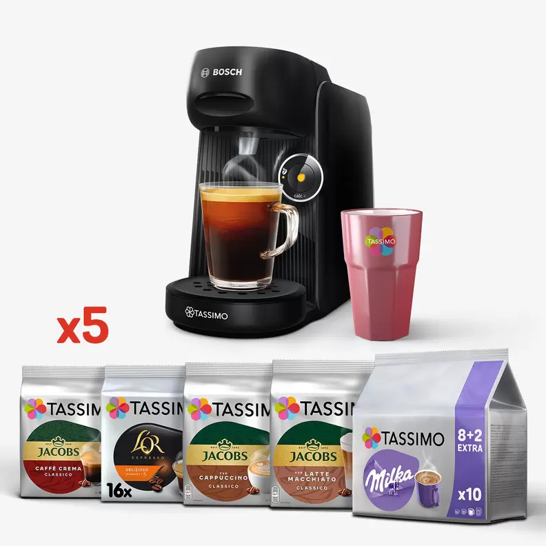 Tassimo Bosch Finesse czarny i 58 kaw + kubek GRATIS
